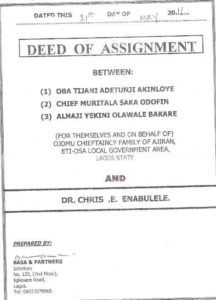Deed of Assignment is used when Buying land in Nigeria